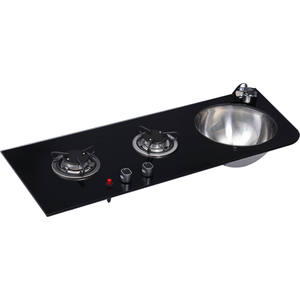 Cuisinière à gaz GR-B219 917*340*130 mm en verre trempé et acier inoxydable avec évier, accessoires intérieurs pour camping-cars, yachts et bateaux - Product Image 5