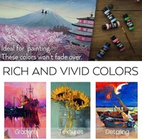 Ensemble de peinture acrylique non toxique de 36 couleurs, flacons de 2 oz/60 ml, avec pinceaux et palette pour peindre sur toile, pierres, céramique, bois