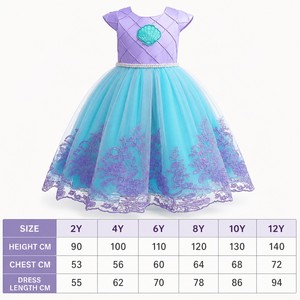 Vestido <span class=keywords><strong>de</strong></span> Princesa <span class=keywords><strong>de</strong></span> la Sirenita Personalizado OEM ODM, Disfraz <span class=keywords><strong>de</strong></span> Cosplay para Niñas, Color y Talla Personalizados, Bordado - Product Image 5