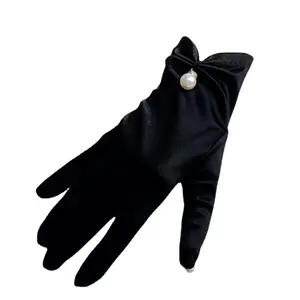 赫本风格法国复古黑色女性手套薄防晒晚宴城市资产阶级女士点
