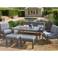 Ensemble de canapés de jardin modernes en aluminium moulé avec coussins épais pour patio, table de barbecue en rotin, hôtels, villas, parcs