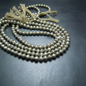 High Quality Silver Coated Pyrite Faceted Round <b>Ball</b> Beads Bulk Supply for <b>Bracelet</b> Use Wholesale Price 14 Inches 5MM - Product Image 3