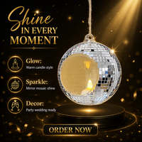 Support de bougie suspendu en verre miroir, ornement pour bougie chauffe-plat, décoration géométrique boule disco pour arbre de Noël et fête
