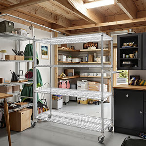 Étagère d'angle multifonctionnelle en treillis métallique chromé à 4 niveaux, robuste et autoportante, pour four à micro-ondes et rangement de cuisine - Product Image 6