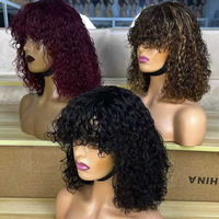 Perruque ondulée entièrement fabriquée à la machine en cheveux humains, vente en gros, perruque en cheveux humains vierges fabriquée à la machine pour femmes