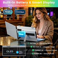 Monitor Portabel OLED 14 Inci, Ekstensi Layar Ganda Laptop yang Dapat Dipasang, Baterai Terintegrasi, Plug and Play untuk Windows dan Mac