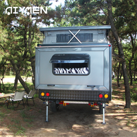 Mini caravane hybride, caravane de voyage, auvent de camping, chambre d'hiver, capacité de couchage pour 2 personnes, charge utile maximale de 2400 kg, acier