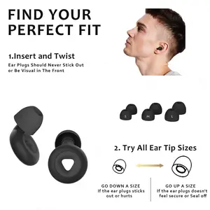 2024 New Ear Plugs Noise Reduction Silicone Earplugs With 3 Sizes Replaceable Tips For Sleeping Swimming Studying Concert