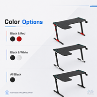 L-vormig uittrekbaar gamingbureau RGB LED metalen houten constructie carbon fiber oppervlak bekerhouder hoofdtelefoonhaak voor computer