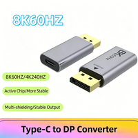 Adaptateur USB-C femelle vers DP mâle portable 8K 60Hz unidirectionnel en alliage d'aluminium Plug and Play pour TV, ordinateur portable, moniteur
