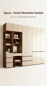 Armoire de couple moderne autoportante avec portes battantes et séparations internes, grande capacité pour les vêtements des conjoints - Product Image 2
