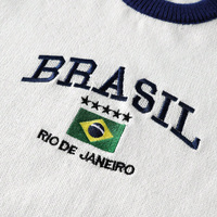 T-shirt décontracté d'été à manches courtes et col rond pour homme, brodé du drapeau du Brésil, tricoté, anti-plis, anti-boulochage, ODM, style Rio de Janeiro