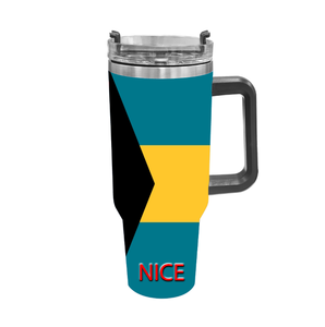 Gobelet isotherme en acier inoxydable de 40 oz avec poignée, motif drapeau personnalisé de Sainte-Lucie, double paroi sous vide pour pique-niques en extérieur et rassemblements de fans - Product Image 2
