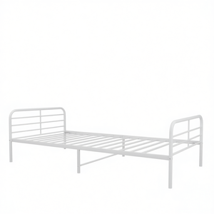 Struttura Letto Singolo in Acciaio Verniciato a Polvere Bianco, Design Minimalista, Arredamento Camera da Letto - Product Image 1