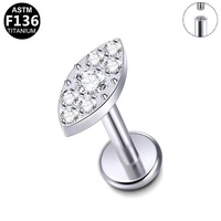 Anting Titanium F136 Hadiah Pernikahan Trendi Zirkon Model Gantung untuk Tulang Telinga, Anting Tindik Pipi, Perhiasan Tindik Tubuh