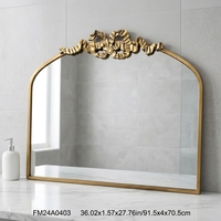 Miroir mural vintage doré en forme d'arche avec cadre décoratif orné de rubans, miroir mural décoratif antique français pour salon et chambre à coucher