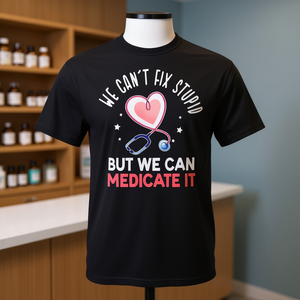 No podemos corregir la estupidez, pero podemos medicarlo, camiseta de farmacéutico - Product Image 3