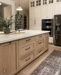 <b>Slatted</b> Design Solid Wood Kitchen Cabinetry | Flat Pack Customizable Doors & Drawers RTA for Modern Living Space - Product Image 1