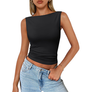 T-shirt à col carré pour femmes sans manches Summer Casual Basic T-shirt 2025 Fashion Clothes - Product Image 4