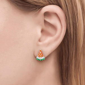 Pendientes de Pirámide Blancos Champán para Mujer, de Aleación Plateada con Cristales de Imitación y Engaste Pavé, Joyería de Moda para Fiestas - Product Image 4