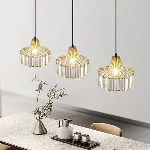 Zhonghu pingente de iluminação diretamente contemporâneo, lâmpada de pingente de cristal dourado de design simples