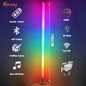 Âm nhạc Sync DIY góc sàn đèn app điều khiển đa màu LED góc sàn đèn với điều khiển từ xa đèn sàn cho phòng ngủ