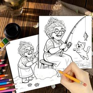 Livre de coloriage amusant pour grands-parents, relaxation pour adultes, anti-stress, art-thérapie avec thèmes de yoga, de jardin et d'animaux, cadeau |   Ligne audacieuse, couleur facile - Product Image 2