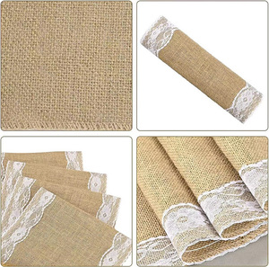 Chemins <span class=keywords><strong>de</strong></span> <span class=keywords><strong>table</strong></span> en toile <span class=keywords><strong>de</strong></span> jute avec dentelle 12 x 72, en jute rustique, magnifique tissu en toile <span class=keywords><strong>de</strong></span> jute pour tables <span class=keywords><strong>de</strong></span> mariage, décorations champêtres vintage et romantiques - Product Image 3