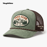 Casquette Trucker Personnalisée Effet Daim Haute Qualité avec Patch Trail Club, Dos en Maille et Visière Courbée – Vente en Gros OEM