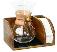 Support de rangement en bois d'acacia de haute qualité pour bar à café, organisateur de station de préparation pour cafetière à filtre
