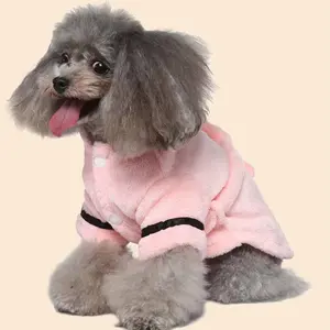 Soft Quick Drying Pet Pajama With Hood Thickened Luxury Soft Cotton Hooded Bathrobe Super Absorbent Dog Bath Towel Pet supplier