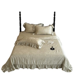 Parure de lit quatre pièces rafraîchissante en Tencel jacquard style Cour Française, 60 fils, avec volants princesse, pour l'été - Product Image 5