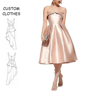 เดรสมิดิเปิดไหล่สำหรับผู้ห<span class=keywords><strong>ญ</strong></span>ิงเดรสเพื่อนเ<span class=keywords><strong>จ</strong></span>้าสาวพับ<span class=keywords><strong>จ</strong></span>ีบผ้าซาตินงานตามสั่งแฟชั่นฤดูร้อน - Product Image 1