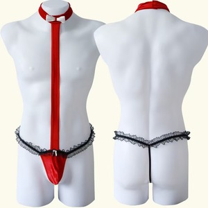 Lencería para Hombre, Cross-dressing, <span class=keywords><strong>Sexy</strong></span>, Ropa Interior con Diseño Envolvente para el Pene, Cuello de Encaje, Uniforme de Hombre Fuerte - Product Image 2