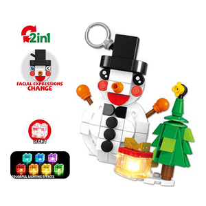 Lot de 4 styles de pendentifs lumineux de Noël en blocs de construction, Père Noël, Soldat, Bonhomme de neige, jouet de construction DIY, 95-101 pièces, porte-clés de Noël, cadeau pour enfants - Product Image 4