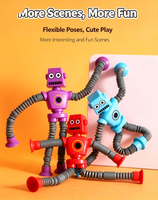 Jouet robot télescopique lumineux à ventouse, jouet sensoriel éducatif et de décompression pour enfants, vente en gros directe usine