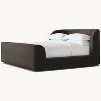Elegantes Modernes Kamel-Bouclé Gepolstertes Plattformbett mit Geschwungenem Kopfteil Weicher Rahmen für Schlafzimmer OEM Maßanfertigung