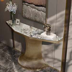 Mesa Consola Clásica <span class=keywords><strong>de</strong></span> Metal Dorado para Sala <span class=keywords><strong>de</strong></span> Estar, Mesa Auxiliar Moderna para <span class=keywords><strong>Pasillo</strong></span>, Mueble <span class=keywords><strong>de</strong></span> Exhibición para el Hogar - Product Image 1