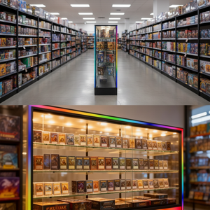 Vitrines sur pied pour <span class=keywords><strong>cartes</strong></span>, présentoirs personnalisés en verre trempé avec éclairage LED couleur sur base, pour produits de fumer - Product Image 1