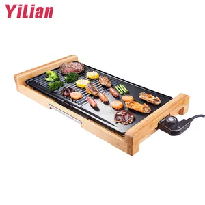 Barbecue familial Non collant 1500W, plaque Plate électrique en fonte, Grill sans fumée, Grill à Raclette