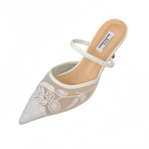 2026 New Arrival Embroidered Mesh Open-Heel High Heels for Women Vacation Style - Product Image 6