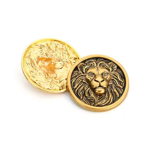 ODM OEM kazınmış altın marka logosu özel giysi metal özel metal dikiş düğmesi denim giyim için