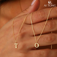 Collar con Colgante de Letra Inicial Mayúscula en Acero Inoxidable Chapado en Oro, Personalizado al por Mayor, para Mujer, Regalo para Uso Diario, Fiestas o Cumpleaños