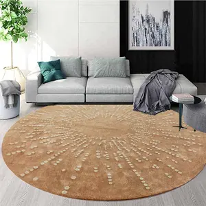120盎司粘胶地毯柔软闪亮真丝地毯闪亮设计圆形