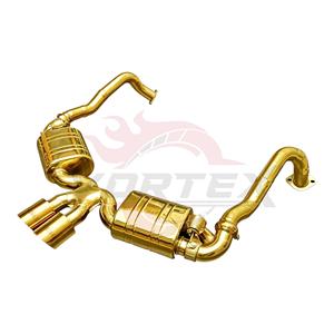 Échappement arrière à soupapes Vortex Gold en acier inoxydable pour Porsche Boxster Cayman 981 2.7 3.4 avec kit de doubles sorties d'échappement dorées centrales - Product Image 4