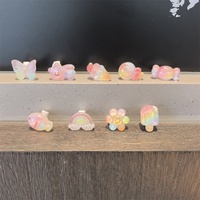 Nouveaux lacets de chaussures en caoutchouc transparents à paillettes dégradées, décorés de motifs de dessins animés, d'arc-en-ciel, de crème glacée, de poissons et de fleurs
