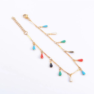 Pulsera de Acero Inoxidable con Gotas de Agua Coloridas para Mujer, Cadena de Mano Chapada en Oro, Tobillera para Chica, Joyería Metálica de Verano para Playa, Regalo - Product Image 3