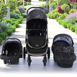 Poussettes pour bébé 3 en 1 Buggy réversible en lin de <span class=keywords><strong>luxe</strong></span> avec frein à une touche Cochecito De <span class=keywords><strong>Bebe</strong></span> 3 en 1 avec siège <span class=keywords><strong>auto</strong></span> - Product Image 1