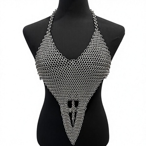 Armure en maille d'acier inoxydable plaqué argent, forme irrégulière, vêtement de mode en métal artisanal - Product Image 5