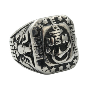 Men's Anchor <b>Ring</b> <b>Silver</b> Stainless Steel Retro Punk Style Geometric Design Gift Jewelry 16030 - Product Image 5